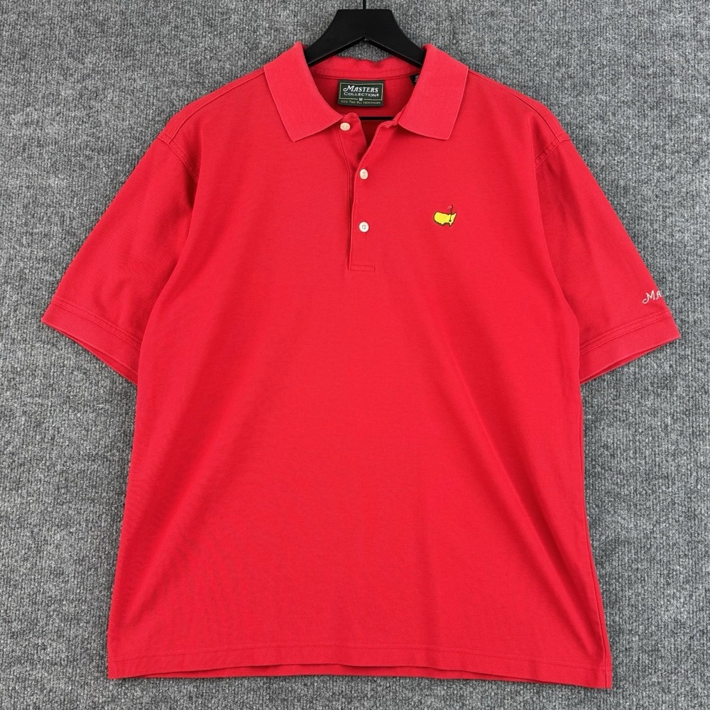 Masters Collection Polo Shirt Mens M Red Golf Logo 60s Two Ply Short Sleeve